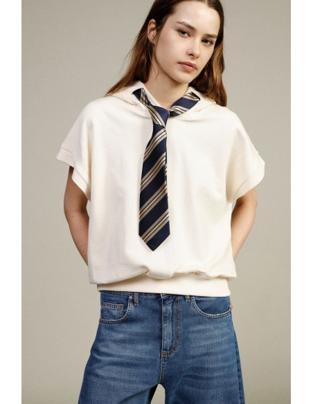 Hoodie met capuchon en decoratieve stropdas Dixie