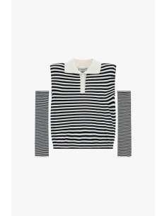 Gestreept T-shirt met kraag en lange mouwen van Dixie 2
