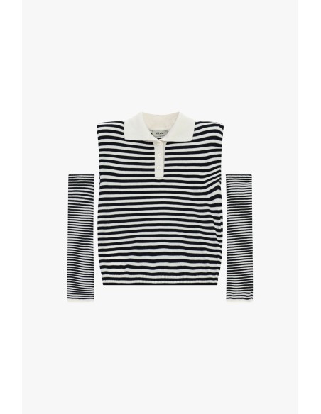 Gestreept T-shirt met kraag en lange mouwen van Dixie
