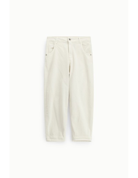 Dixie chino-fitbroek met omslag en hoge taille