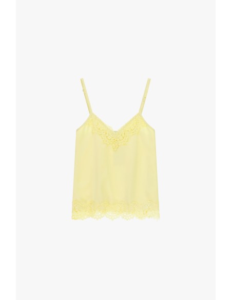 Dixie-top met dunne bandjes en decoratief kant