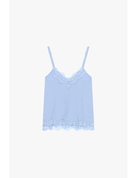 Dixie-top met dunne bandjes en decoratief kant