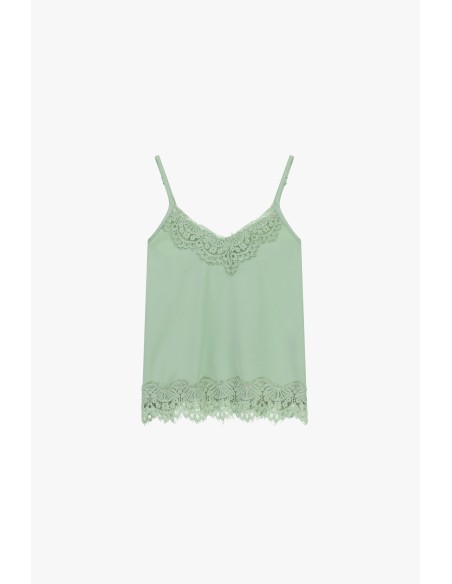 Dixie-top met dunne bandjes en decoratief kant