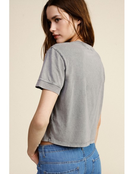 Cropped T-shirt met print op de voorkant, normale pasvorm Dixie