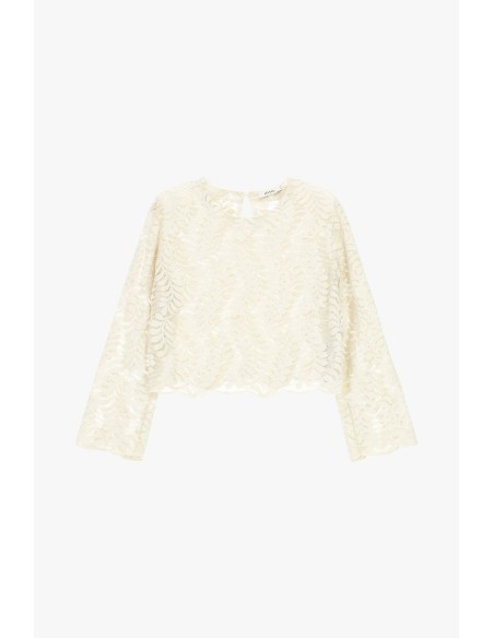 Geborduurde top met lange mouwen en transparante details Dixie