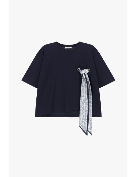Dixie boxy-fit T-shirt met decoratief sjaaltje