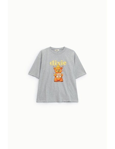 T-shirt met berenprint, normale pasvorm, ronde hals Dixie