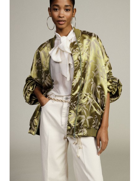 Oversized bomberjack met foliageprint en rits Dixie