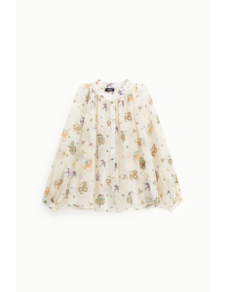 Dixie-shirt met print en ronde hals