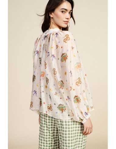 Dixie-shirt met print en ronde hals