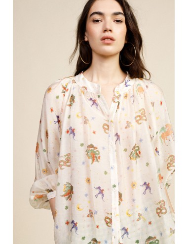 Dixie-shirt met print en ronde hals