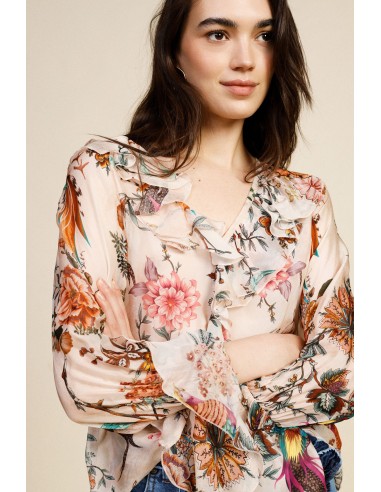 Dixie-blouse met bloemenprint en ruches