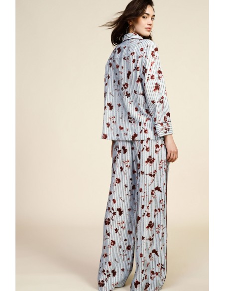 Dixie Palazzo-broek met plooien en gestreept bloemenmotief