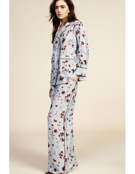 Dixie Palazzo-broek met plooien en gestreept bloemenmotief