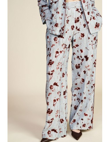 Dixie Palazzo-broek met plooien en gestreept bloemenmotief