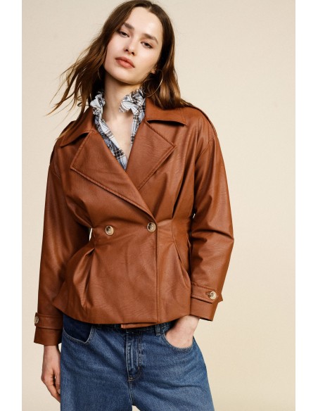 Korte double-breasted blazer met knopen en brede revers Dixie