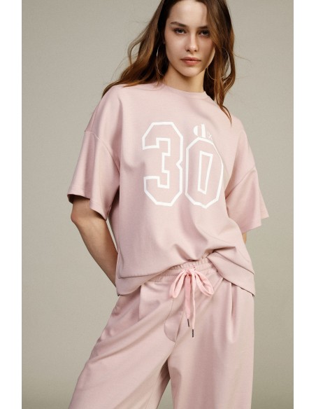 Oversized T-shirt met nummerprint en zijsplitten Dixie