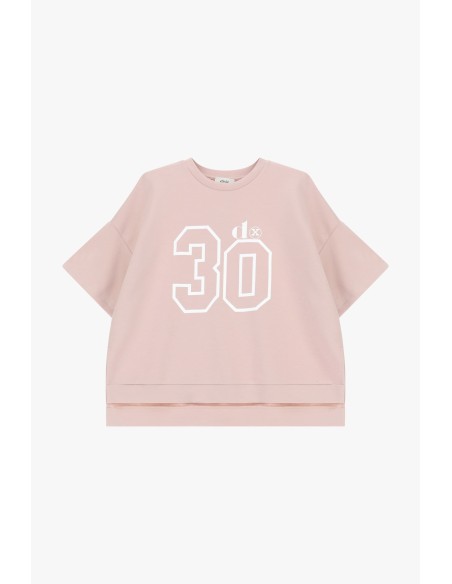 Oversized T-shirt met nummerprint en zijsplitten Dixie