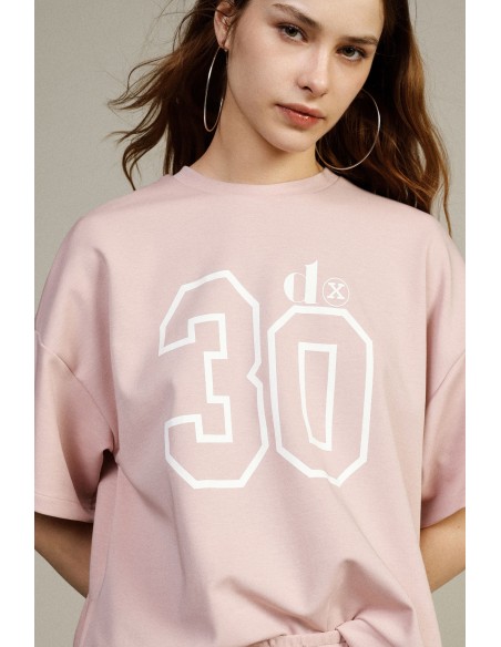 Oversized T-shirt met nummerprint en zijsplitten Dixie