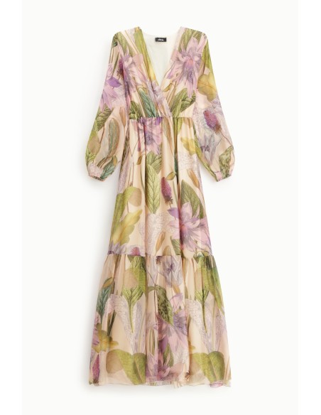 Lange jurk met bloemenprint en wijde mouwen Dixie