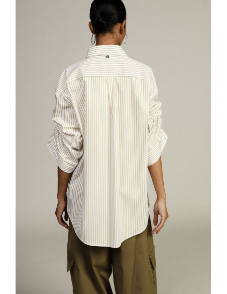 Oversized gestreept overhemd met borstzakje Dixie