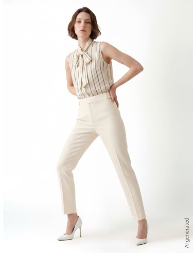 Gestreepte blouse van katoenmix met strik Rinascimento
