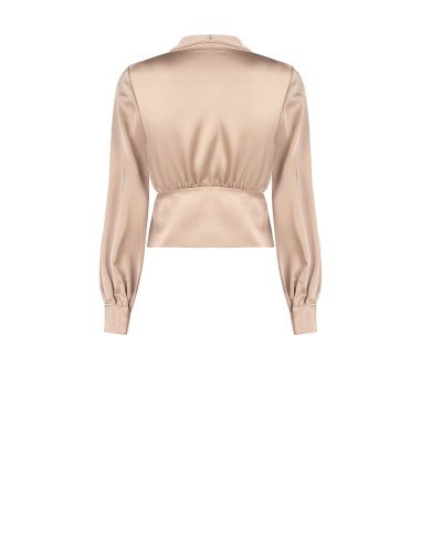 Getailleerde satijnen blouse met gekruiste V-hals Rinascimento