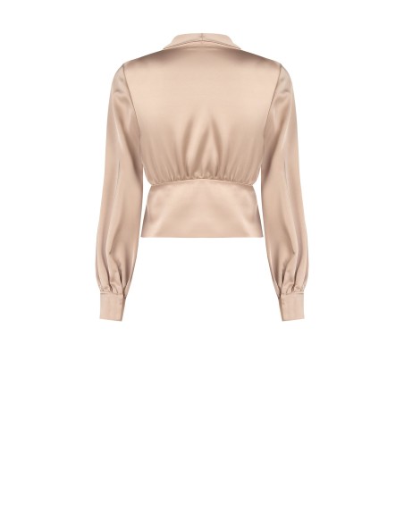 Getailleerde satijnen blouse met gekruiste V-hals Rinascimento