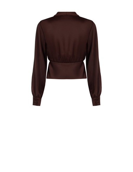 Getailleerde satijnen blouse met gekruiste V-hals Rinascimento