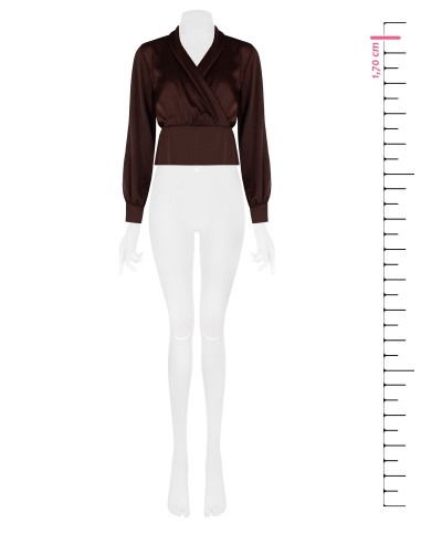 Getailleerde satijnen blouse met gekruiste V-hals Rinascimento