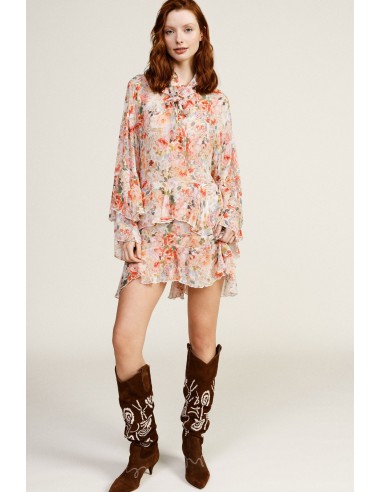 Korte jurk met ruches en bloemenprint Dixie