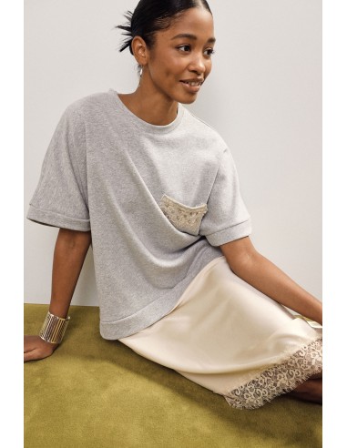 Dixie midi-jurk met korte mouwen en asymmetrische zoom