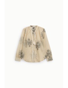 Dixie-shirt met bloemenborduursels en lange mouwen