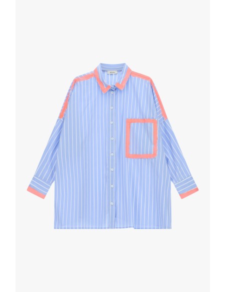 Oversized gestreept overhemd met vierkante zak Dixie