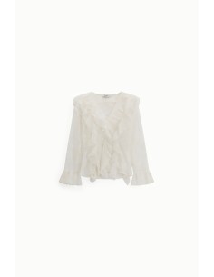 Dixie-blouse met volant en lange mouwen 2