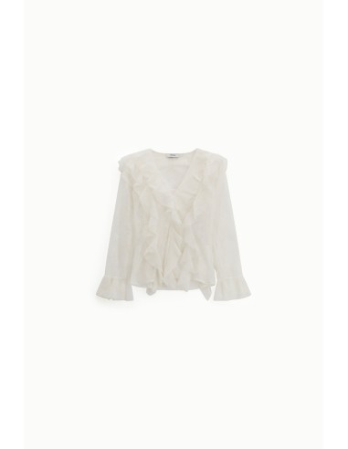 Dixie-blouse met volant en lange mouwen