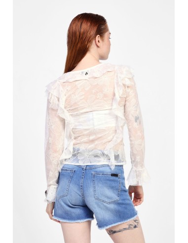 Dixie-blouse met volant en lange mouwen
