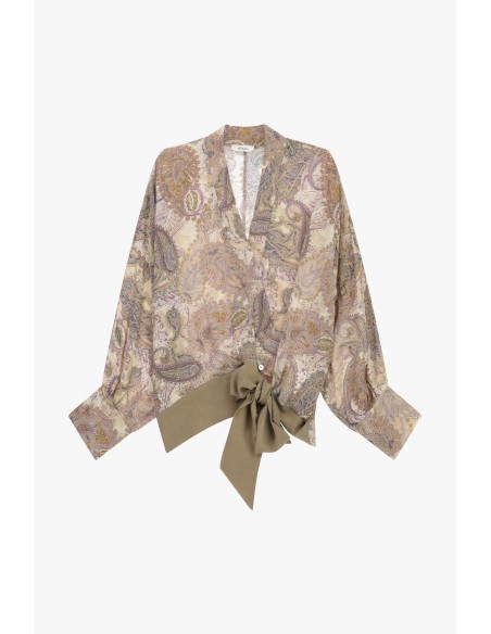 Dixie Paisleyblouse met strik aan de zijkant