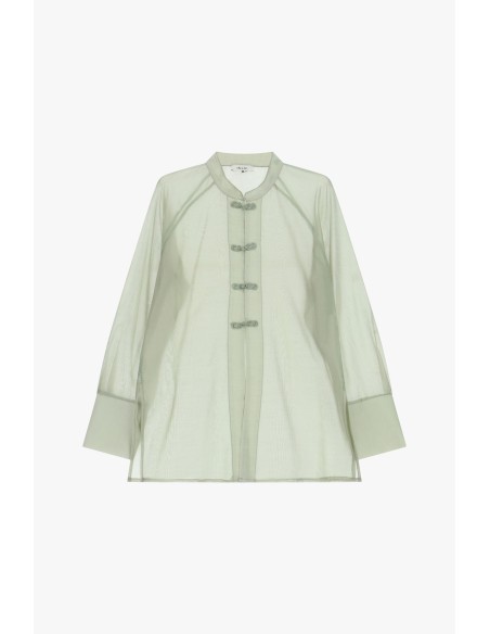 Transparante blouse met knoopsluiting, knoopdetails en lange mouwen Dixie