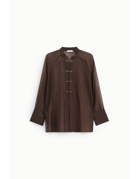 Transparante blouse met knoopsluiting, knoopdetails en lange mouwen Dixie