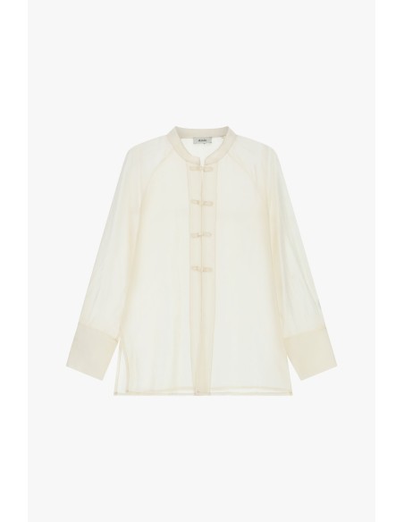 Transparante blouse met knoopsluiting, knoopdetails en lange mouwen Dixie
