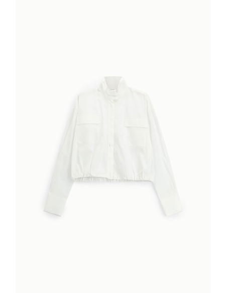Cropped shirt met borstzakken en hoge kraag Dixie