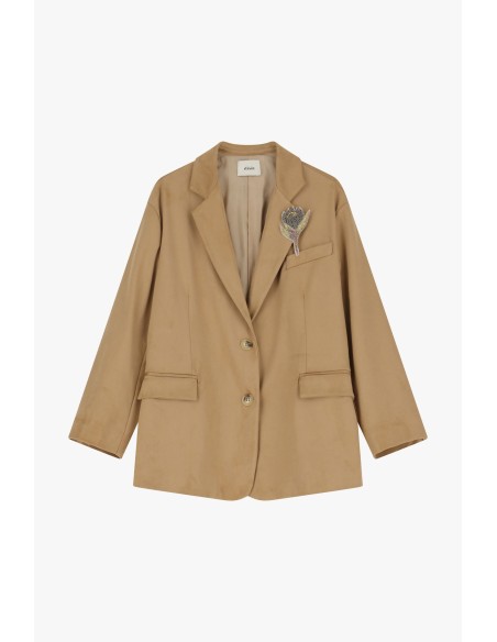 Dixie suède-effect blazer met kraag en zakken