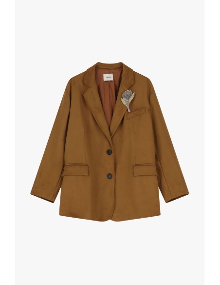 Dixie suède-effect blazer met kraag en zakken