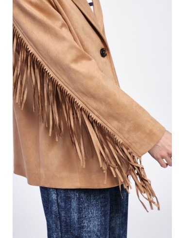Suède-look blazer met franjes en knopen Dixie