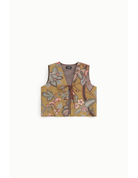 Bedrukt vest met decoratieve strikbandjes aan de voorkant Dixie