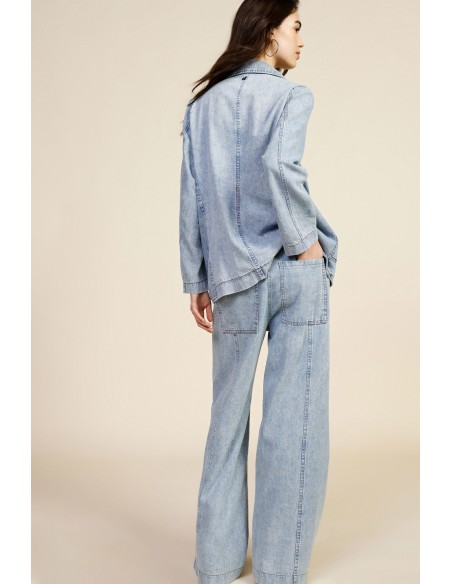 Dixie-jeans met wijde pijpen, hoge taille en trekkoord