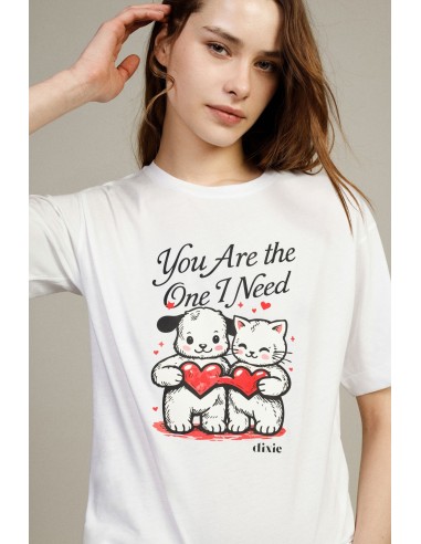 Dixie T-shirt met hartjesprint en korte mouwen
