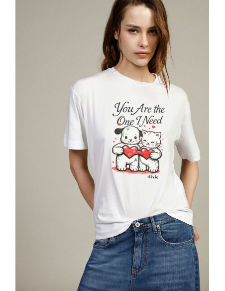 Dixie T-shirt met hartjesprint en korte mouwen