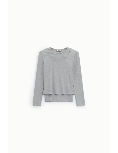Dixie T-shirt met lange mouwen en gelaagd effect